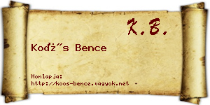 Koós Bence névjegykártya